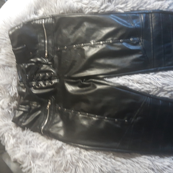 Faux leather lace up pants. Size M. Fits like a S. - Picture 1 of 4